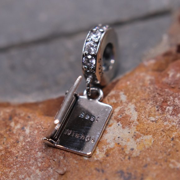 Happy Birthday Card Dangle Bracelet Charm - S925 Sterling Silver Fits Pandora - Picture 4 of 5